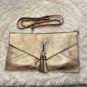 Alberta Di Canio metallic gold cross body / envelope / large wristlet bag ITALY